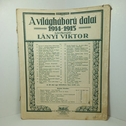 A vílágháború dalaí 1914-1915