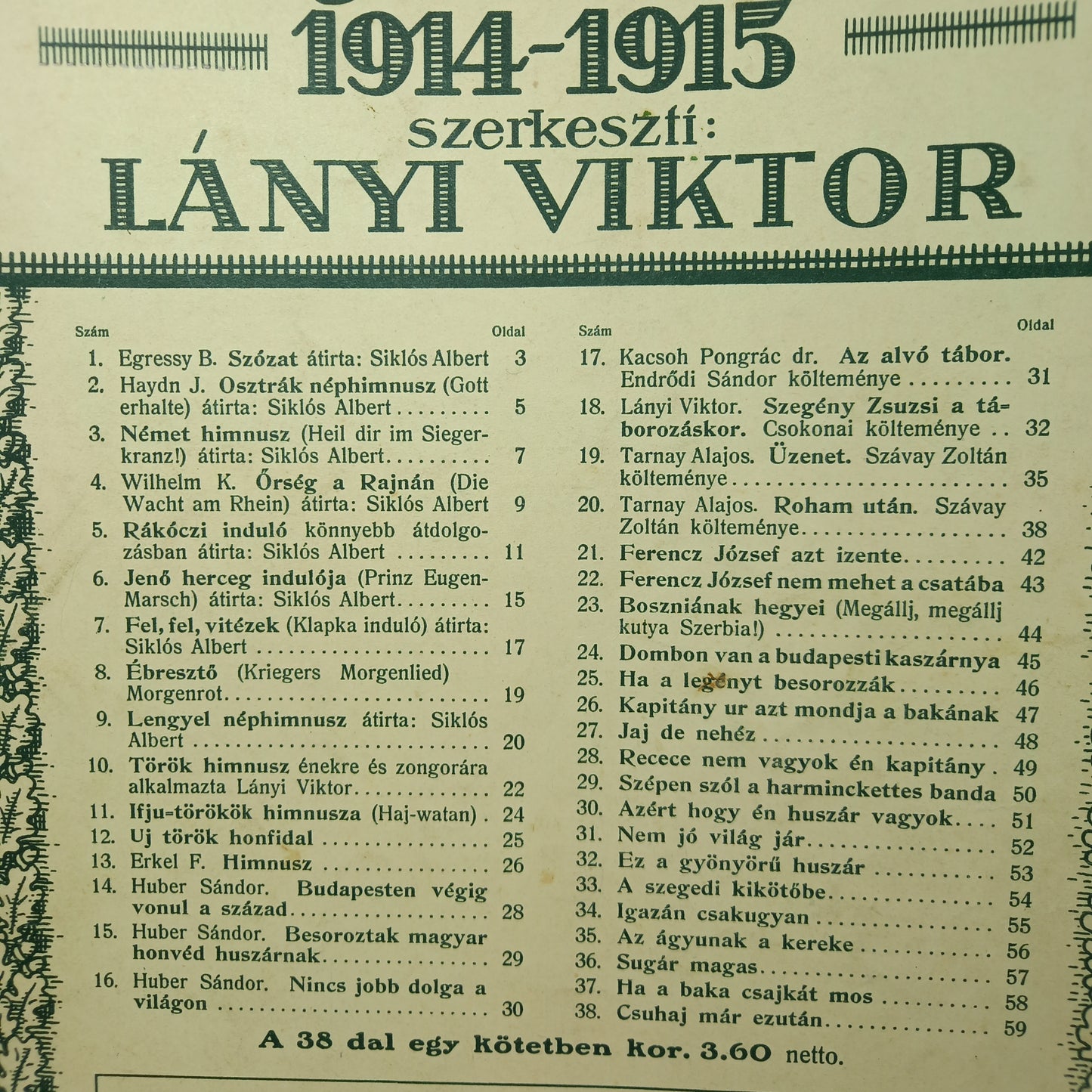 A vílágháború dalaí 1914-1915