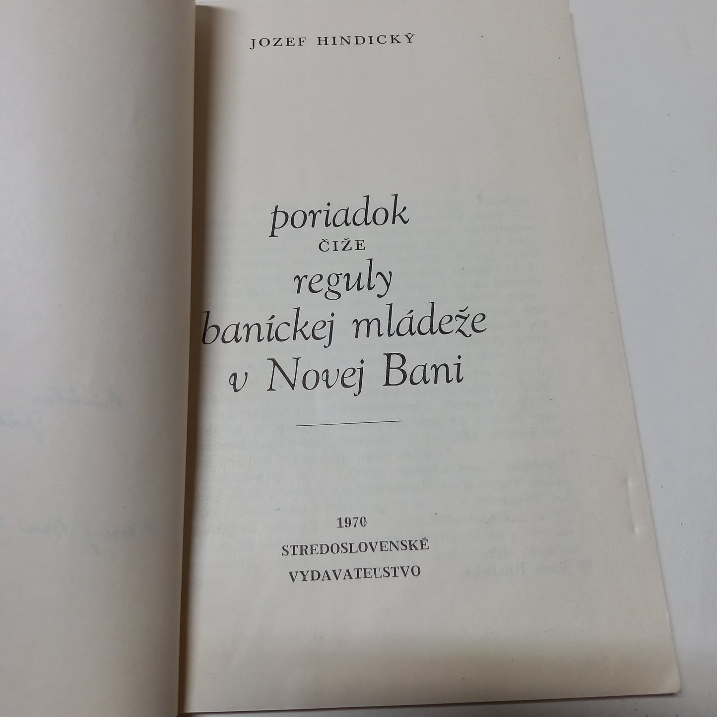 Poriadok čiže reguly baníckej mládeže v Novej Bani
