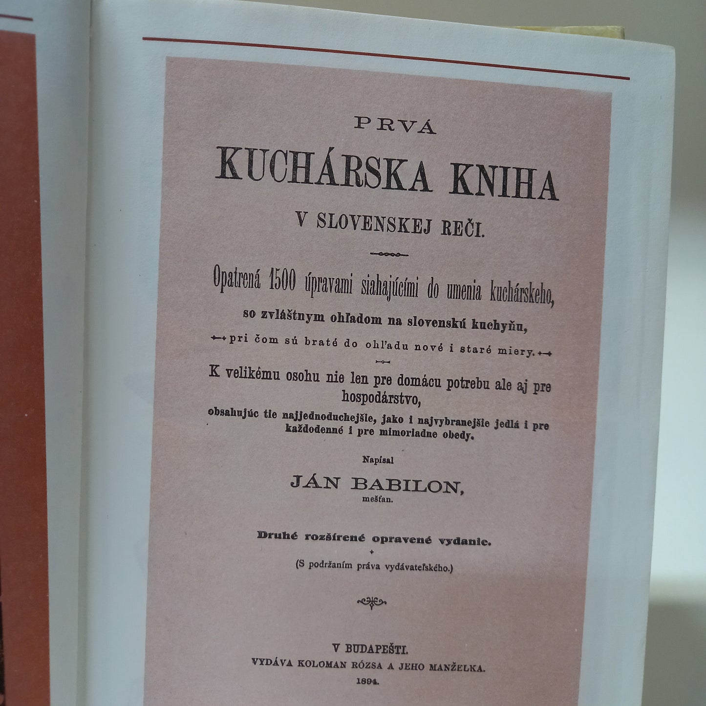 Prvá kuchárska kniha v slovenskej reči