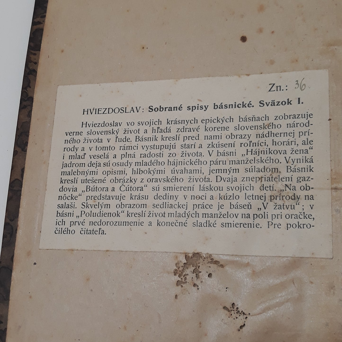 Hviezdoslavove sobrané spisy básnické zv.1
