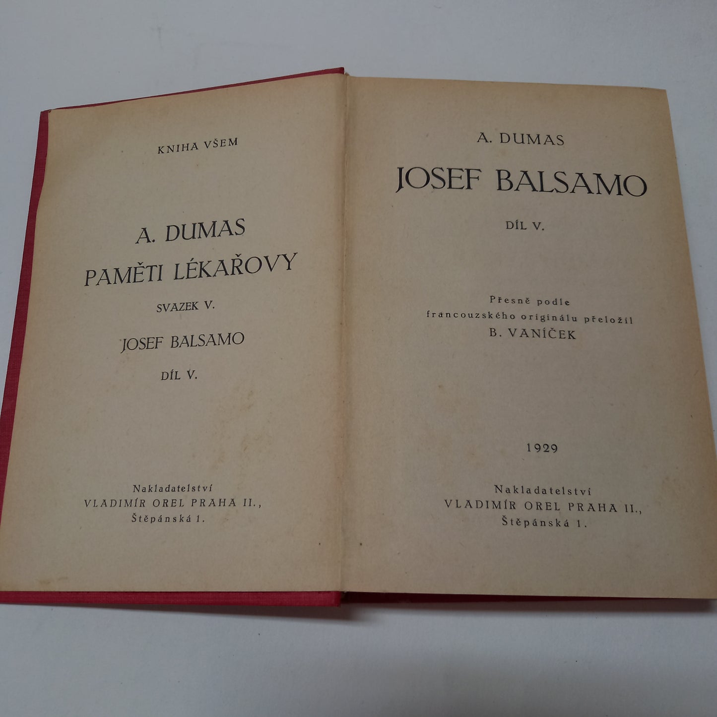 Paměti lékařovy V                          Josef Balsamo V