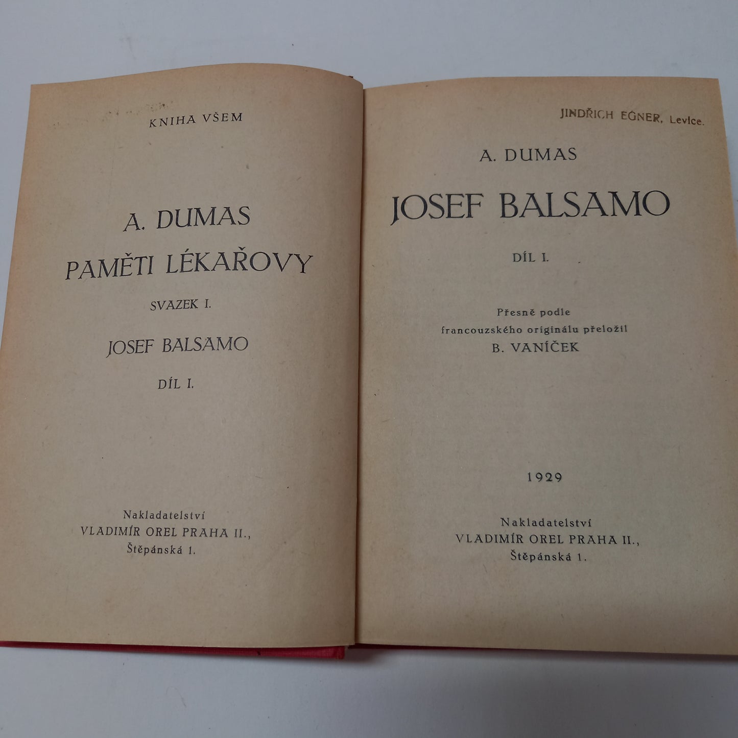Paměti lékařovy I                          Josef Balsamo I