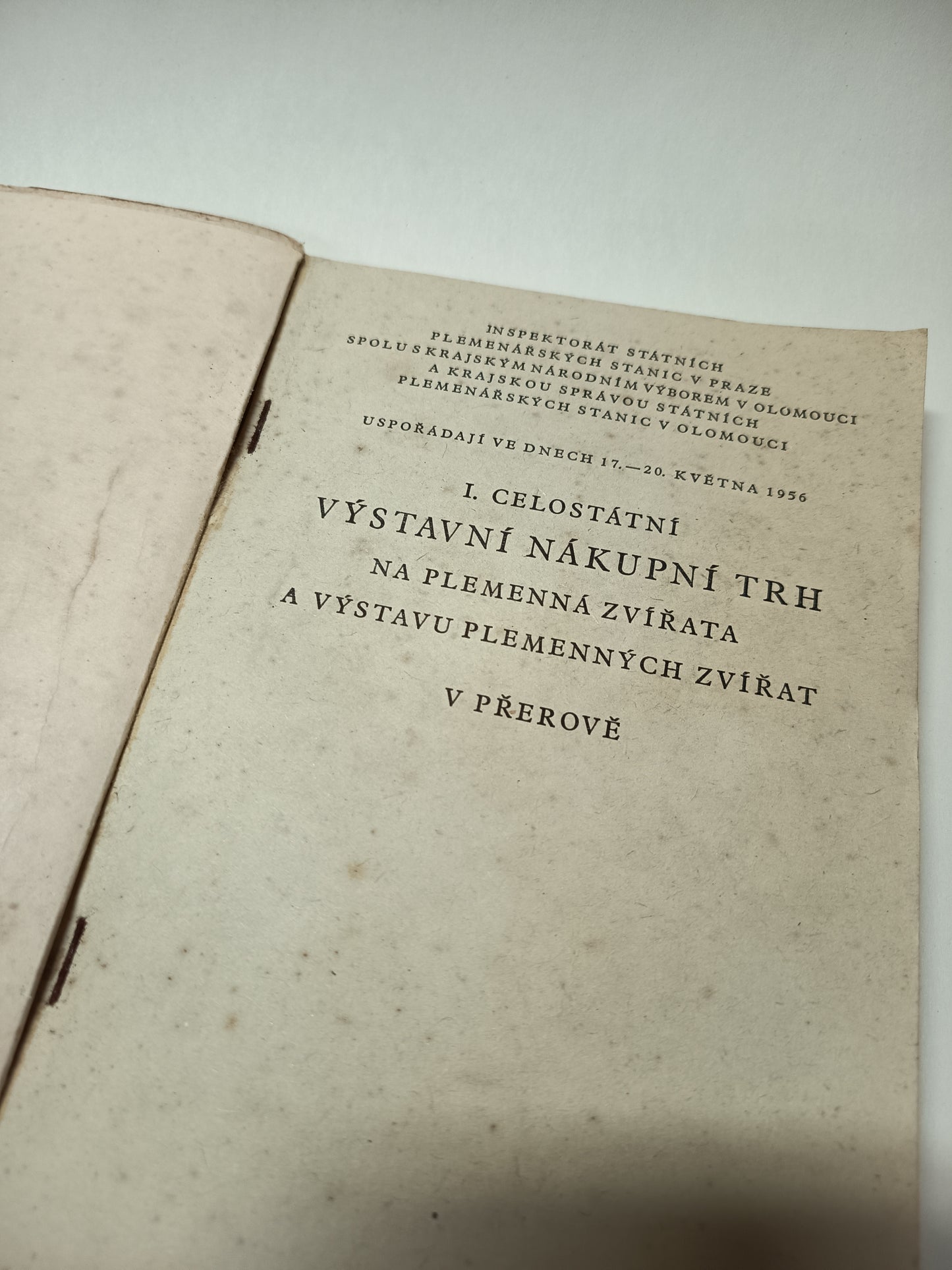 I. Celostátní výstavní a  nákupní trh na plemenná zvířata a výstava plemenných zvířat v Přerově